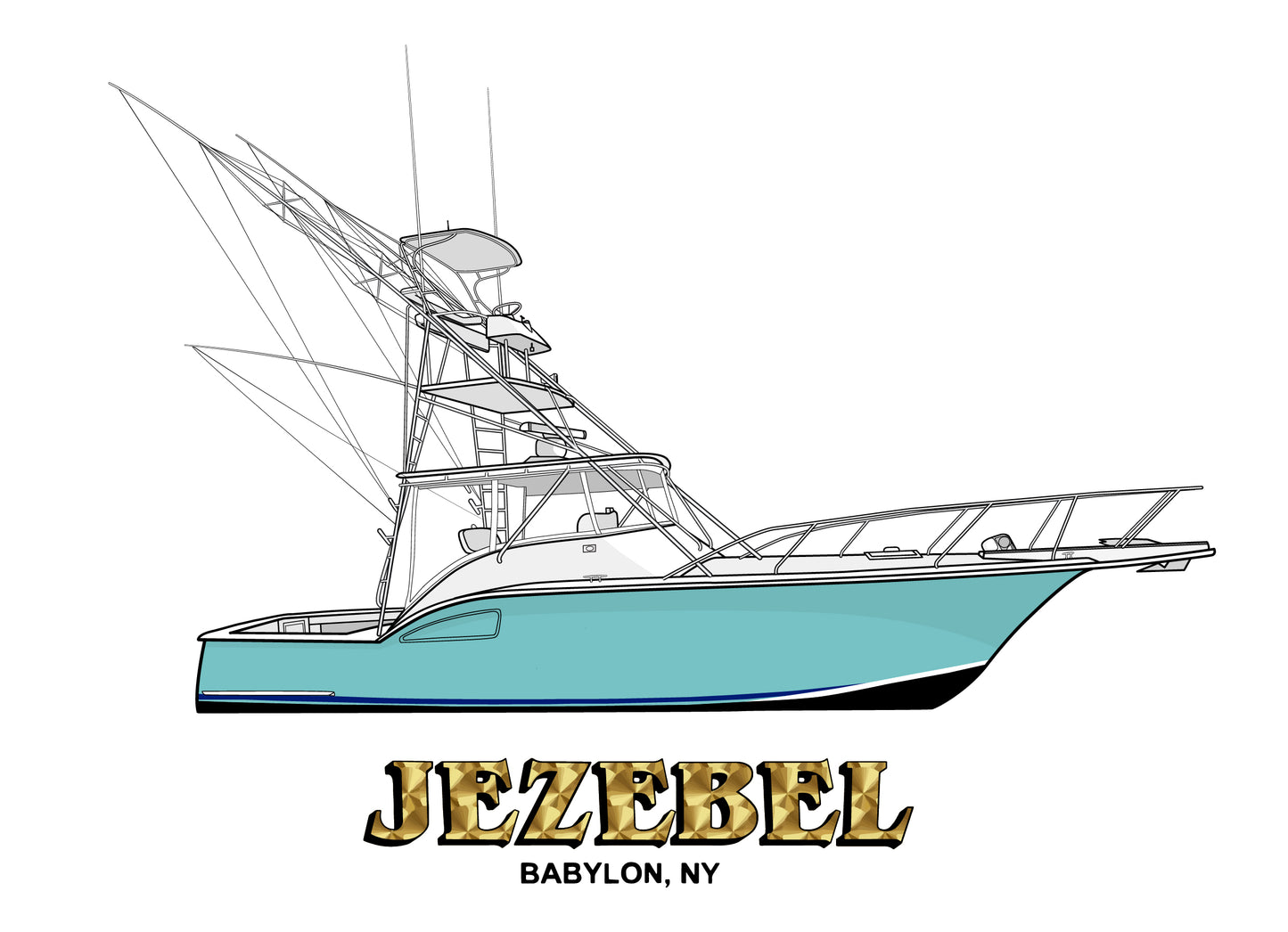 Custom Boat Line Drawings 50% Deposit (Read Description!)