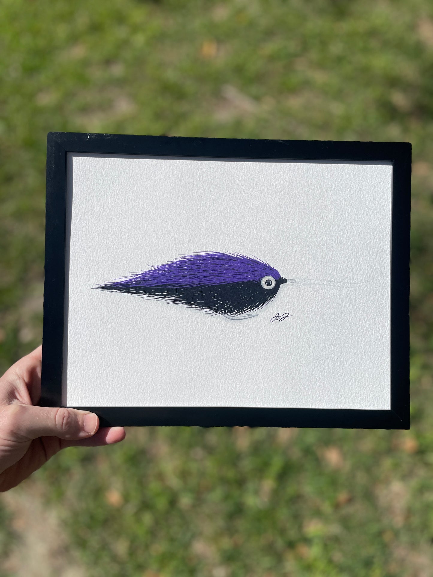Open Edition: EP Baitfish Fly Black and Purple Print (frame not included)