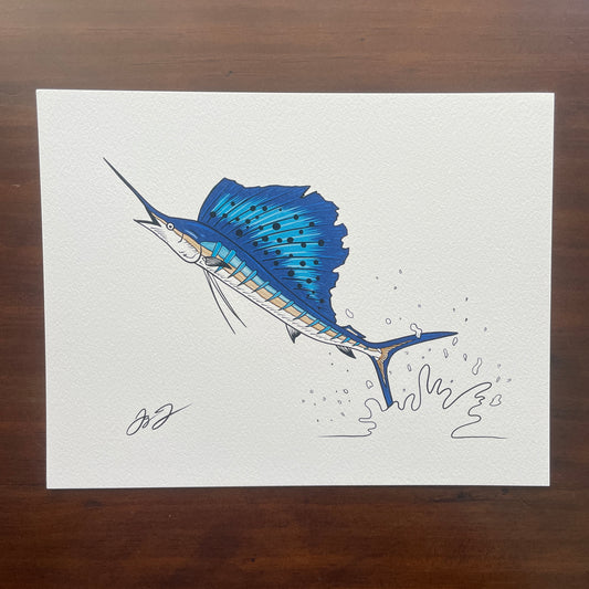 Open Edition: Simple Sailfish Jumping Print